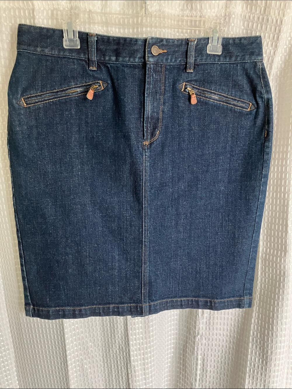 LRL Lauren Jeans Co. Ralph Lauren Size 12 Denim Skirt Straight Cut Zip Pockets